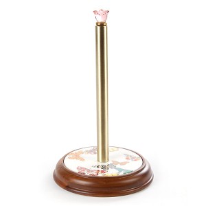 حامل المناشف الورقية الخشبي من مجموعة بترفلي جاردن - أبيض